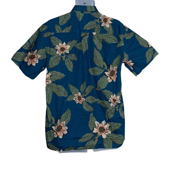 Cooke Street Vintage Y2K Blue Floral Leaf Hawaiian Button Front Shirt L - Picture 6 of 10